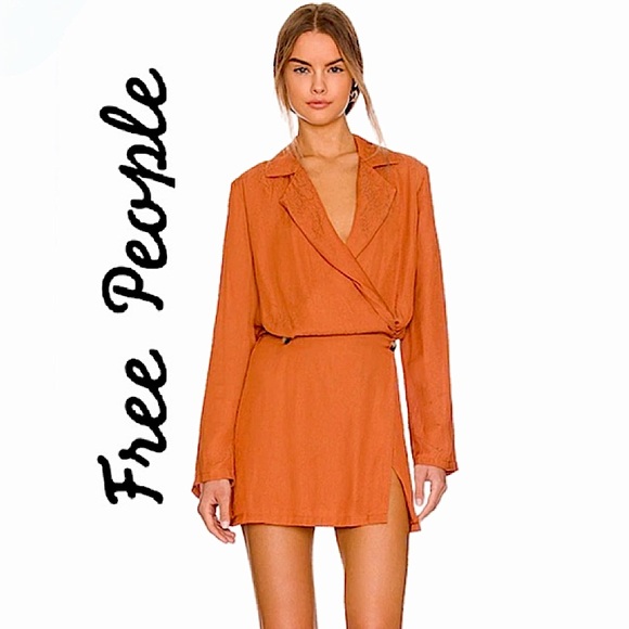 FREE PEOPLE.NWT. Gorgeous “Simone” wrap mini shirt/dress. Cinnaber color. Medium - Picture 1 of 13